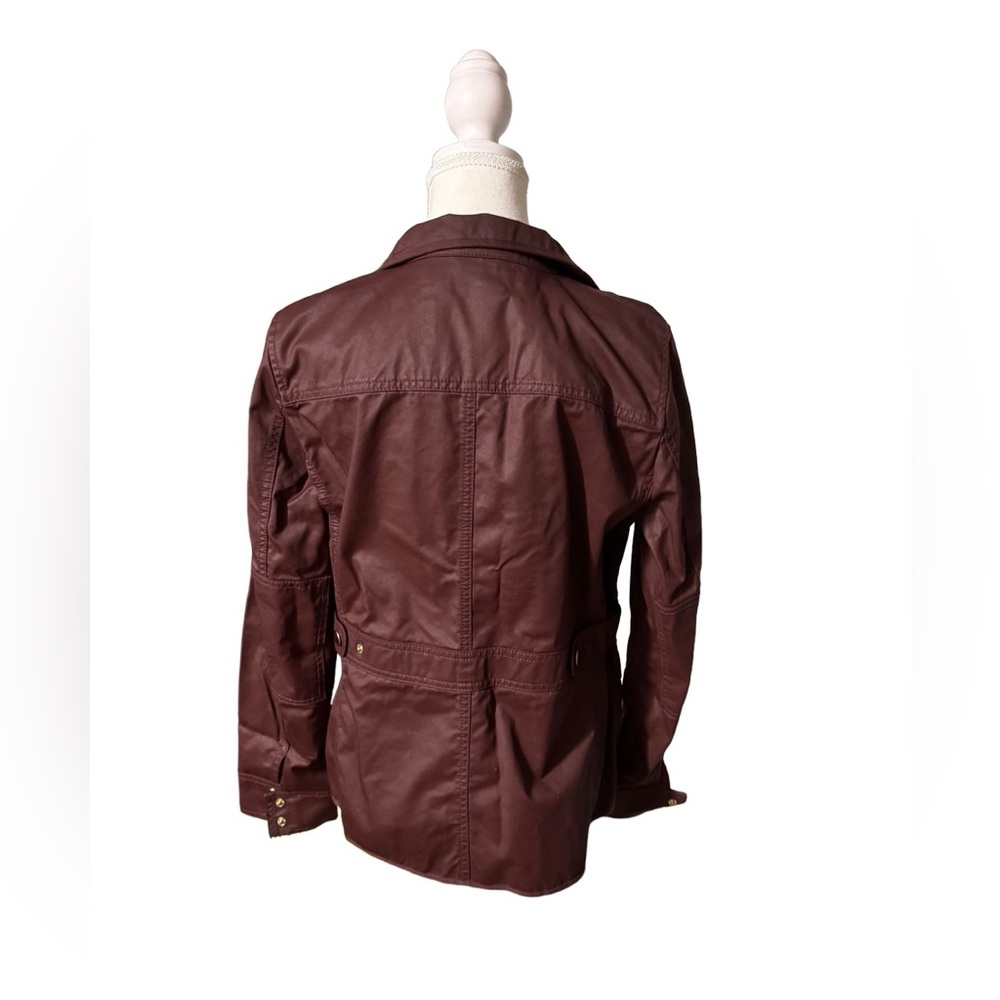 J. Crew The Downtown Field Jacket Waxed Cotton M Burgandy - Picture 2 of 5
